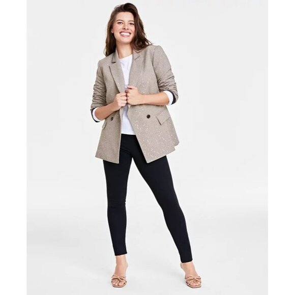 On 34th Womens Plus Size 24W Sequin Plaid Double-Breasted Blazer Jacket $99 313 - Picture 1 of 7